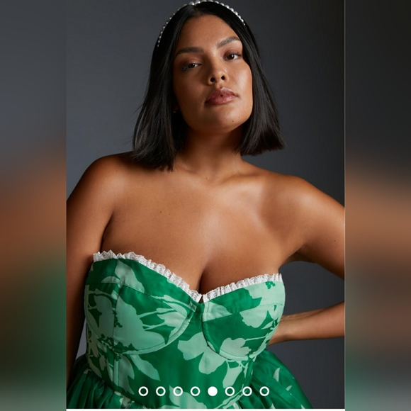 NWT SELKIE Corset Dress Green Floral Small - Picture 5 of 11